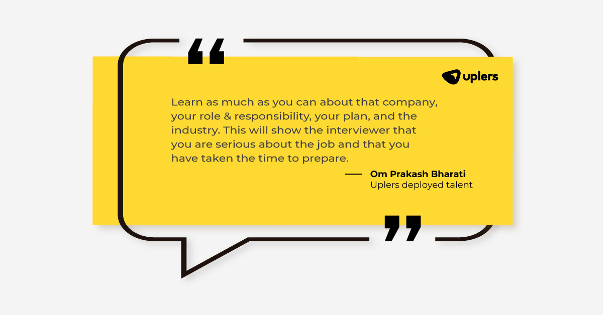 Quote from Uplers deployed talent